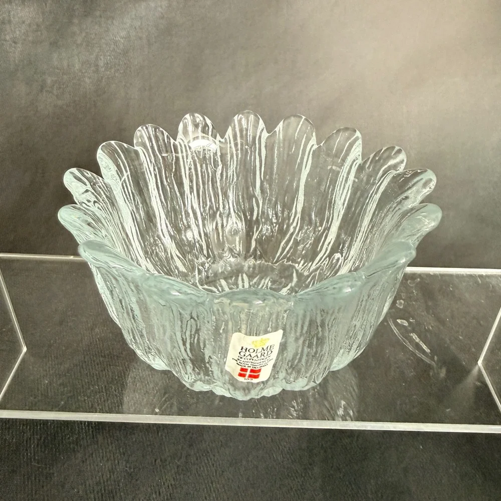 Holmegaard Copenhagen Crystal‎ Textured Glass Votive Candle Holder Denmark